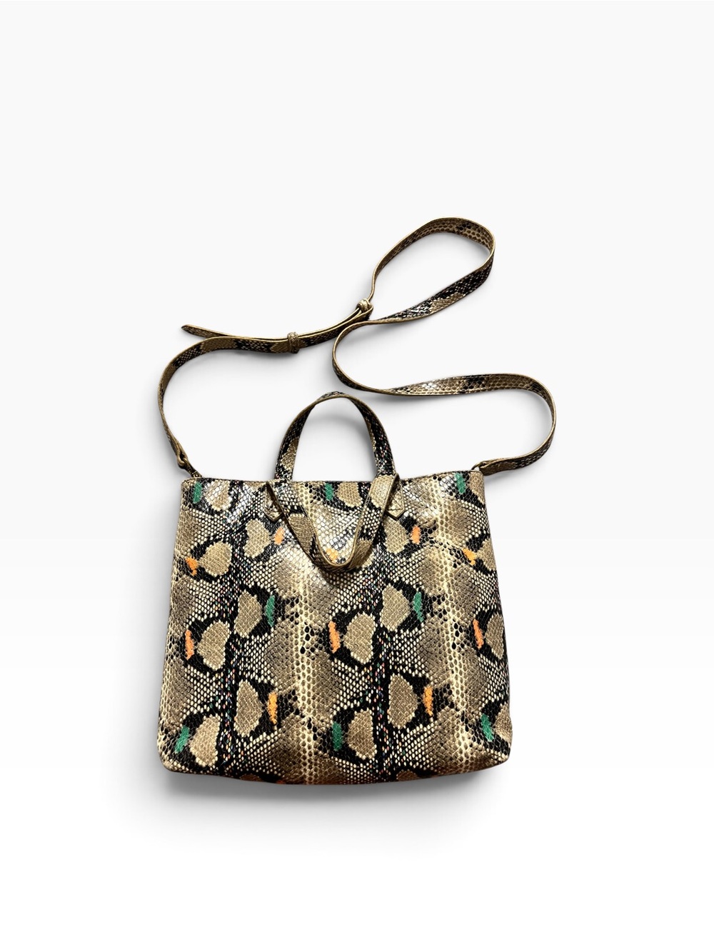 Madewell Snakeskin Print Leather Handbag/Crossbody Made in Philippines